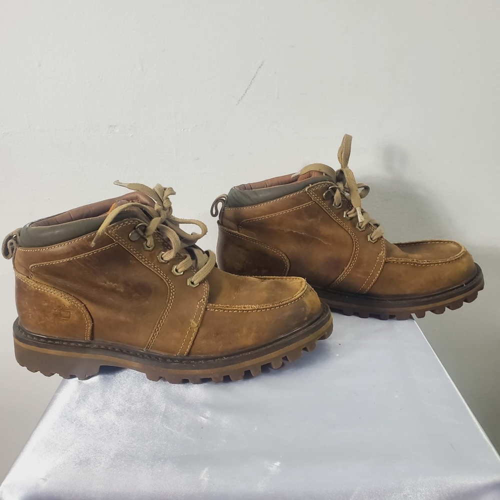 Timberland Men's Moc Toe Chukka Boots Brown Leather Size 8US